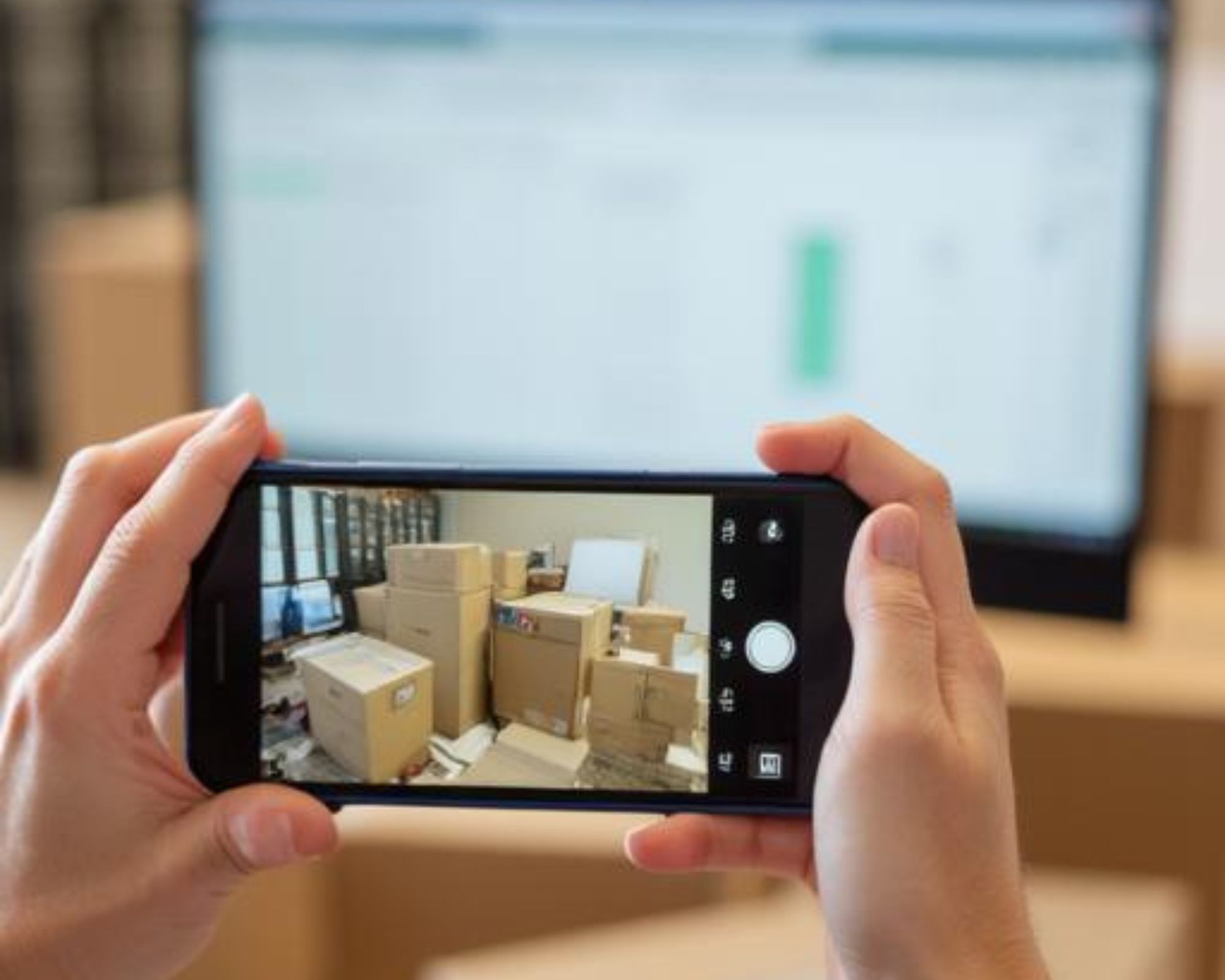 Un smartphone prenant en photo une situation de travail pour illustrer l'étape visuelle de ce tutoriel DUERP